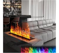 Electric Fireplace with Realistic Atomized Flame, Automatic Water Filling, Remote Control, and 5ft Power Cord