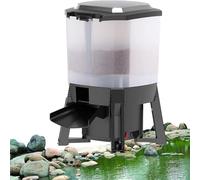 Electric Fish Food Dispenser - 6L Solar Automatic Feeder with LCD Display, 120° Dispersion, 3 Feeding Distances, 1-6 Outlets for Aquarium or Fish Tank