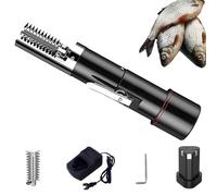 Electric Fish Scaler, Cordless Fish Scale Scraper Remover with Stainless Steel Protective Cover, Rechargeable Fish Descaler Tool, 360° Waterproof, Fish Scaler Remover, for All Types of Fish(Black)