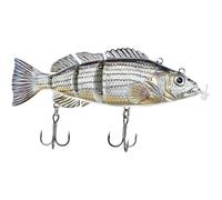 Electric Fishing Lure 5.12 Inch USB Rechargeable LED Light Robotic Fishing Lure Multi Jointed for Bass Trout Pike, Silver Robotic Lures Swimming Fish