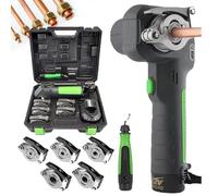 Electric Flaring Tool Kit - Copper Flaring Tool for HVAC, Includes Gauge, 5 Flare Clamps & Deburrer for 1/4" - 3/4" Copper and Aluminum Tubing