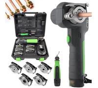 Electric Flaring Tool Kit - Copper Flaring Tool for HVAC with Flare Gauge, 5 Flare Clamps & Deburrer for Copper and Aluminum Tubing