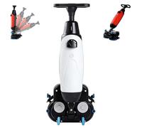 Electric Floor Cleaner & Power Scrubber, 360° Rotating Cordless Carpet Extractor, 43cm Dual-Brush Walk-Behind Machine Portable Commercial Floor Scrubber, 1200㎡/h(White)