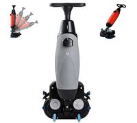 Electric Floor Cleaner & Power Scrubber, 360° Rotating Cordless Carpet Extractor, 43cm Dual-Brush Walk-Behind Machine Portable Commercial Floor Scrubber, 1200㎡/h(Grey)