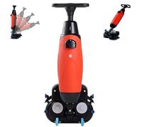 Electric Floor Cleaner & Power Scrubber, 360° Rotating Cordless Carpet Extractor, 43cm Dual-Brush Walk-Behind Machine Portable Commercial Floor Scrubber, 1200㎡/h(Red)