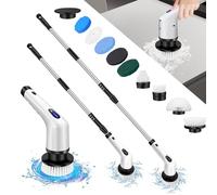 Electric Floor Scrubber 9 in 1 Electric Cleaning Brush Power Scrubber Mop 132cm Long Handled Scrubbing Brush Cordless Spin Scrubber for Cleaning Bathroom, Tub, Toilet, Kitchen