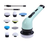 Electric Floor Scrubber, Adjustable Electric Spin Scrubber with 9 Heads IPX6 Water Proof Dual Speed Shower Brush with Extension Arm for Tile Floor (9 Replaceable Brush Head)