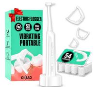 Electric Flosser (Dual Line & Gentle), Power Flosser Starter Kit with 54 Refill Heads & 5 Modes,Dental Glide Floss Picks for Sensitive Gums, Tight Teeth, Back Molars & Daily Oral Care/Travel/Shower-W