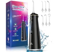 Electric Flosser for Teeth Cordless Picks Tooth Flosser Electric Oral Irrigator Portable Cleaner UK with 8 DIY Modes 7 Jets 300ml Tank Braces Flossers Rechargeable (Black)
