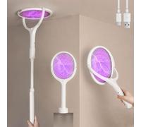Electric Fly Swatter Racket, Electric Fly Zapper with Rotating Head USB Rechargeable Fly Killer Bug Zapper Racket E-lectric Mosquito Swatter Fly Killer Fly Catcher with Charging Base for Pest Control