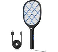 Electric Fly Swatter Racket Rechargeable Mosquito Bug Zapper USB Indoor Outdoor