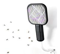Electric Fly Swatter Rechargeable, Bug Zapper Racket with UV Mosquito Killer Lamp, Foldable 2-in-1 Fly Killer, Type-C USB Rechargeable Insect Killer for Home, Garden, Patio & Camping ，Black