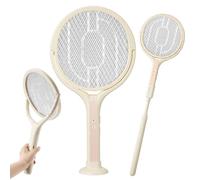 Electric Fly Swatter, Rotating Head Fly Zapper Racket, Rechargeable with Telescopic Extension, LED Light, Pest Control for Indoor Outdoor UK