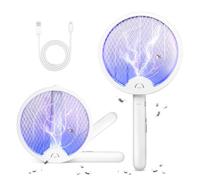 Electric Fly Zapper 3000V Electronic Bug Zapper with Protective net Layer - Pest Control Mosquito and Insect Catcher Racket - Electric Fly Swatter for Indoor and Outdoor
