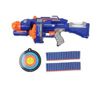 Electric Foam Dart Gun with Rotating Drum, 55 Soft Bullets, Target Set, Blue and Orange