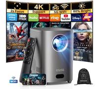 [Electric Focus] Mini Projector with 5G WiFi and Bluetooth, Smart Projector Support 4K, Portable Zoom Movie Projector, Home Theater Projector for Phone/TV Stick/PC (Grey