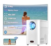 [Electric Focus] Outdoor Projector, 17000 Lux Intelligent Eye Protection 0.9 kg Portable Lightweight Projector, Dual Speakers Hi-Fi Film Projector WiFi 5G, Max 250 Inches for Home Cinema