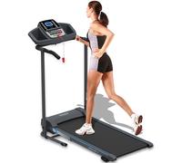 Electric Folding Treadmill Exercise Machine - Smart Compact Digital Fitness Treadmill Workout Trainer w/Bluetooth App Sync, Manual Incline Adjustment, For Walking, Running, Gym - SereneLife SLFTRD20
