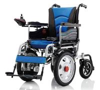 Electric Folding Wheelchair for Adults, Foldable Electric Wheelchair with Detachable Battery, Heavy Duty All-Terrain Intelligent Motorized Wheelchair (Blue)