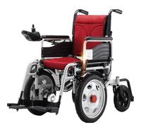 Electric Folding Wheelchair for Adults, Foldable Electric Wheelchair with Detachable Battery, Heavy Duty All-Terrain Intelligent Motorized Wheelchair (Red)