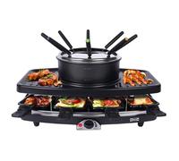 Electric Fondue Pot Sets, Electric lndoor Raclette Table Grill for 8 People, Adjustable Temperature Control and 8 Paddles, Perfect for Parties and Family Fun