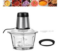 Electric Food Chopper,300W Food Processor Meat Grinder with 2L Glass Bowl,Vegetable Cutter with 4 bi-Level Blades, for Meat, Smoothie, Onions, Fruit, Vegetables