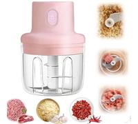Electric Food Chopper, Mini Food Chopper, Kitchen Food Processor and Blender, Glass Bowl Vegetable Grinder, USB Charging for Fruit Pepper Chili Vegetable Onion Meat (250ML)