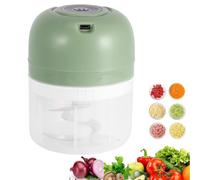 Electric Food Chopper, Mini Vegetable Chopper Electric 250ml Wireless USB Charging Food Blender Garlic Mincer with 6 Blades, Food Processors for Onions Ginger Herbs Fruits Meat Nuts-Green