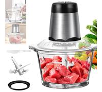 Electric Food Chopper, Professional Mini Chopper with 2L Glass Bowl, 4 bi-Level Blades, 2 Speed Settings, One Touch Operation, Blenders for Kitchen with Food Processor for Fruits, Vegetable, Meat