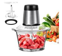 Electric Food Chopper Vegetable Mini Chopper with 2L Glass Bowl, 4 bi-Level Blades, Electric Small Food Processor Meat Grinder Mixer with 2 Speed Settings, One Touch Operation for Fruits, Vegetable