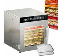 Electric Food Dehydrator with Adjustable Temperature Control for Fruits, Meats, and More, Stainless Steel Design for Easy Cleaning, Includes 8 Trays