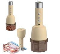 Electric Food Processor and Meat Grinder, 2-in-1 Vacuum Machine & Veggie Chopper, Portable USB Rechargeable Garlic Chopper Mincer with 6 Stainless Steel Blades, Detachable for Easy Cleaning (Color1)