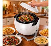 Electric Food Processor Automatic Cooking Machine, Motor, Spherical Pot, Rotating Wok, Touchscreen for Soup, Stew, Fried Rice