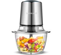 Electric Food Processor, Mosaic 400W Mini Food Chopper for Vegetables Fruit Salad Onion Garlic with 4 Detachable Titanium Coating Blades and 5-Cup Food Grade Glass Bowl Meat Grinder Silver