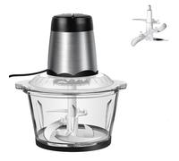Electric Food Processors & Chopper with 2L Glass Bowl, 2 Speed Food Processor Vegetable Chopper with 4 Bi-Level Blades, Electric Meat Grinder, Mini Food Processors for Meat, Vegetables, Onion & Fruit