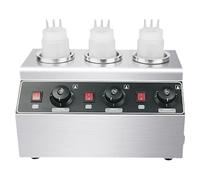 Electric Food Sauce Warmer, Commercial Sauce Heater Dispenser, with Squeeze Sauce Bottle, Stainless Steel Hot Fudge Warmer Cheese Chocolate Sauce Warmer (C)