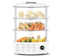 Electric Food Steamer, 12L Capacity, 900W Instant Steam, 12 Smart Presets, 24H Timer, Anti-Dry Burn Protection, Includes Vegetable and Dumpling Trays