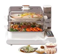Electric Food Steamer - 2-Layer Vegetable Steamer with HD Display, Visual Water Tank, 24H Reservation, 8H Heat Preservation, Anti-Dry Burning, Intelligent Timing
