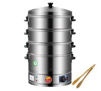 Electric Food Steamer - 3-Tier Stainless Steel Design with Thermostatic Control for Automatic Heating - Ideal for Healthy Meals and Breakfast Cooking