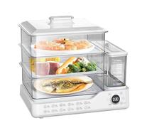 Electric Food Steamer - 3 Tier Vegetable Steamer with Touch Panel, 12H Timer, Independent Water Tank for Cooking Hot Food