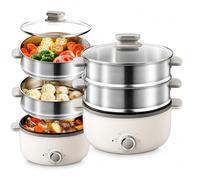 Electric Food Steamer Cooker with 60 Minute Timer, Multi-Function Quick Steam Cooker for Breakfast and Hot Pot Cooking, Efficient Kitchen Appliance
