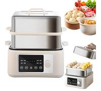 Electric Food Steamer with Touch Screen, 24h Timer, 8 Menu Functions, Dual Mode Insulation, Smart Multifunctional for Healthy Cooking at Home