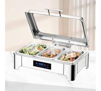 Electric Food Warmer, 9L Stainless Steel Buffet Server, Adjustable Temperature, Keeps Food Hot for Catering, Parties, Restaurants