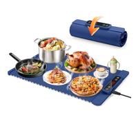 Electric Food Warmer Buffet Server, Blue Food Warming Mat with 4 Timers 5 Temperature Settings, Waterproof Hot Plates for Keeping Food Warm, Warming Plates for Food