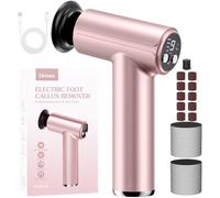 Electric Foot Callus Remover, 2-in-1 Rechargeable Portable Electric Foot File with 70pcs Sandpaper, Professional Pedicure Tools for Dead Skin, Hard Cracked, Dry Skin - Grey&Blue