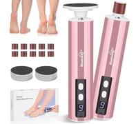 Electric Foot File, Blumway Cordless Nail Grinder 2 in 1 Hard Skin Remover Dead Dry Callus Remover Foot Scraper, 9 Adjustable Speeds &10+Replacement Sandpaper Pedicure Tools for Women Foot Care Kit