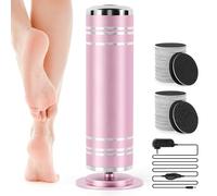 Electric Foot File Callus Remover: Adjustable Speed 1000RPM Feet File Grinder with 60 Pcs Sandpaper Discs - Professional Pedicure Tools for Dead Skin Calluses (Pink)