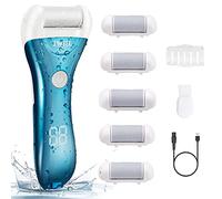 Electric Foot File Callus Remover for Hard Skin, Rechargeable Waterproof Pedicure Kit with 2-Speed & 5 Roller Heads, Professional Foot Care for Cracked Heels & Dry Dead Skin