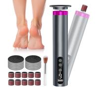 Electric Foot File Hard Skin Remover - 2 in 1 Foot Scraper with LCD Display, Pedicure Set for Dry, Cracked and Dead Skin, Professional Foot File for Hard Skin (Grey)
