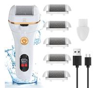 Electric Foot File Pedicure Feet Hard Skin Remover Foot Scraper Dry Dead Skin Remover Callus Exfoliator Rechargeable Feet Scrubber with 5 Replacement Rollers Foot Care Skin Removers